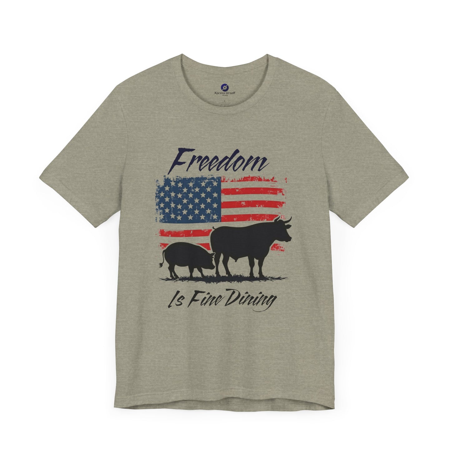 Freedom Is Fine Dining Unisex Jersey Tee - Patriotic Farm Theme