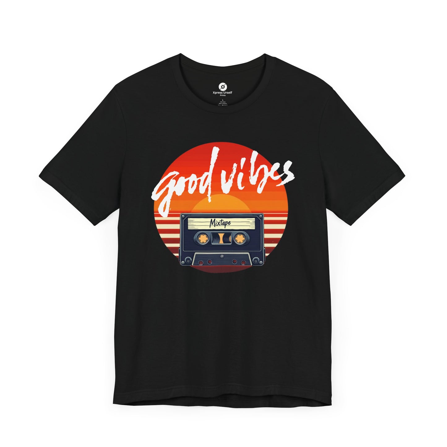 Good Vibes Unisex Jersey Tee - Retro Cassette Design for Music Lovers
