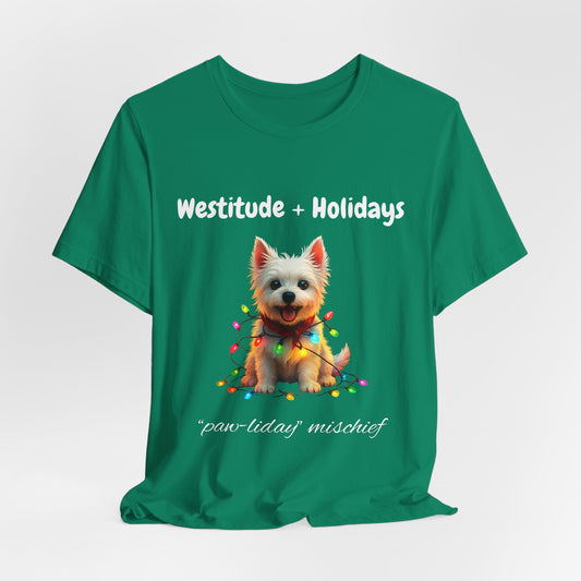 Festive Dog-Themed T-Shirt, Unisex Short Sleeve Tee for Pet Lovers, Perfect for Holiday Parties, Gift for Dog Owners, Christmas Apparel