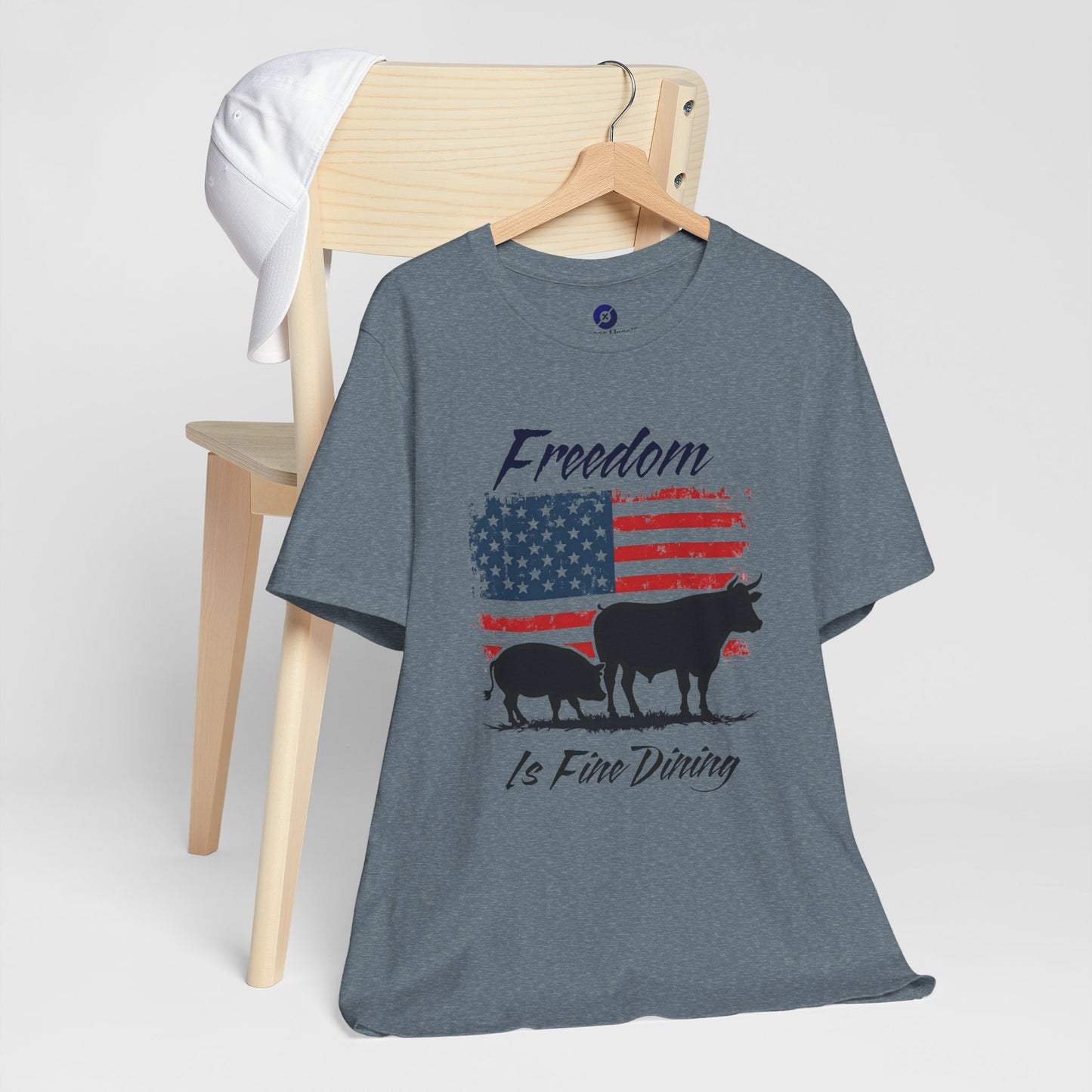 Freedom Is Fine Dining Unisex Jersey Tee - Patriotic Farm Theme
