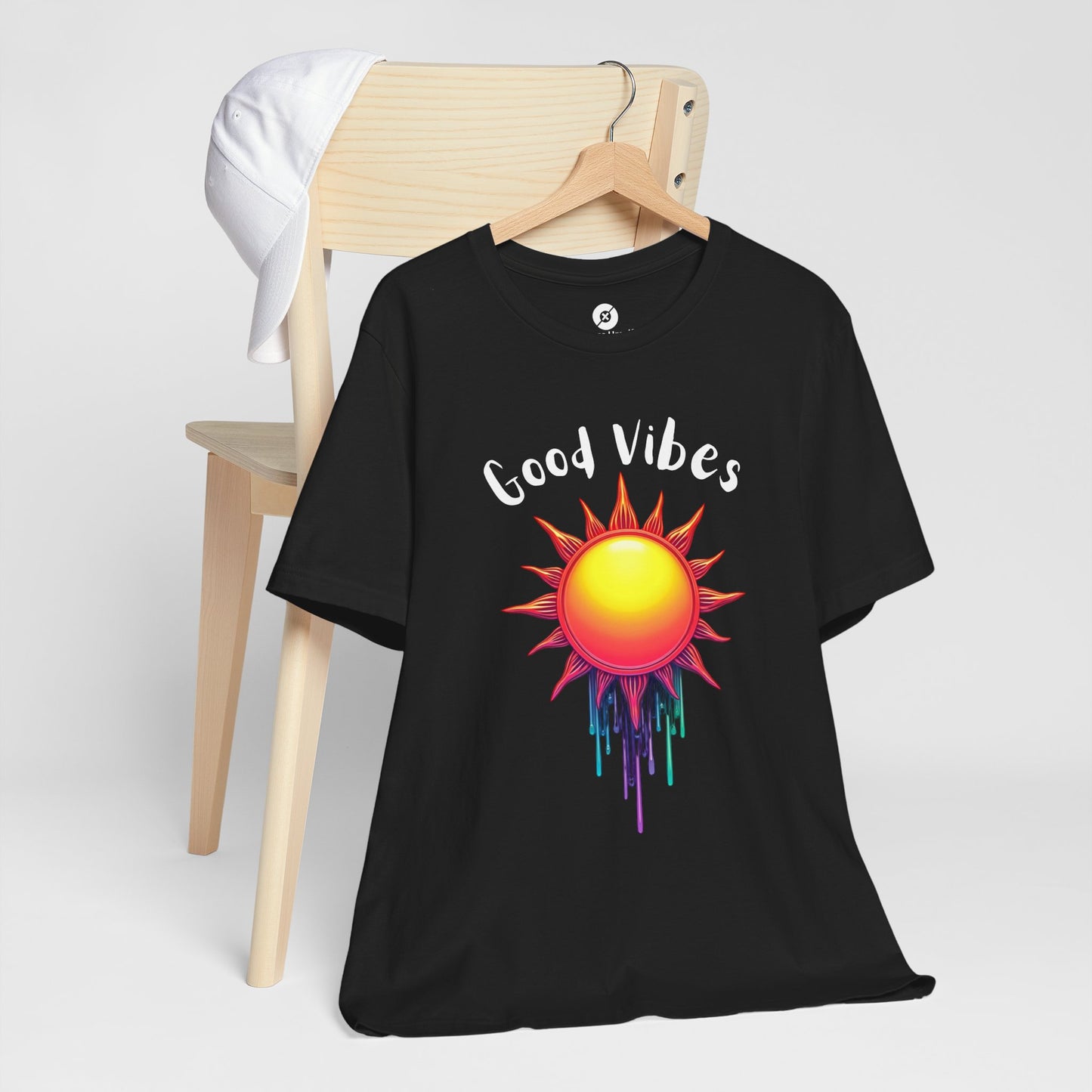 Good Vibes Unisex Short Sleeve Tee - Colorful Sun Design