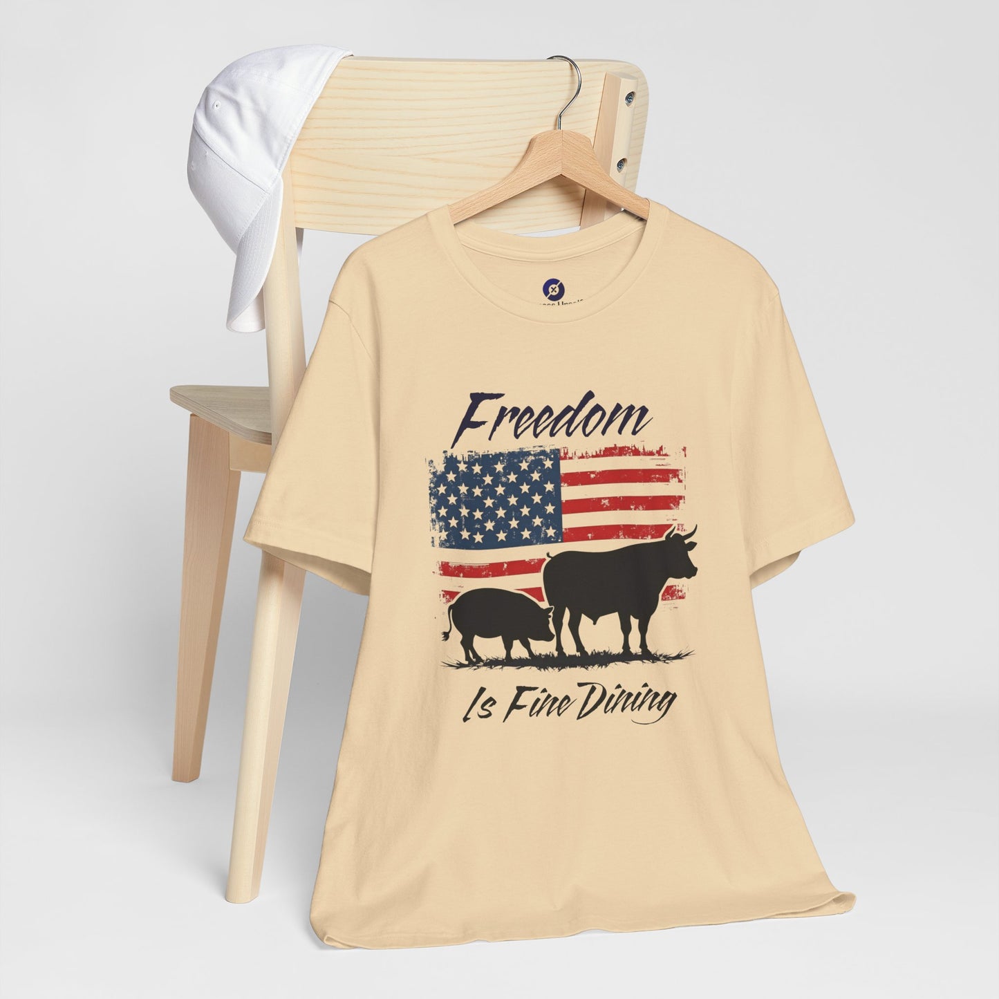 Freedom Is Fine Dining Unisex Jersey Tee - Patriotic Farm Theme