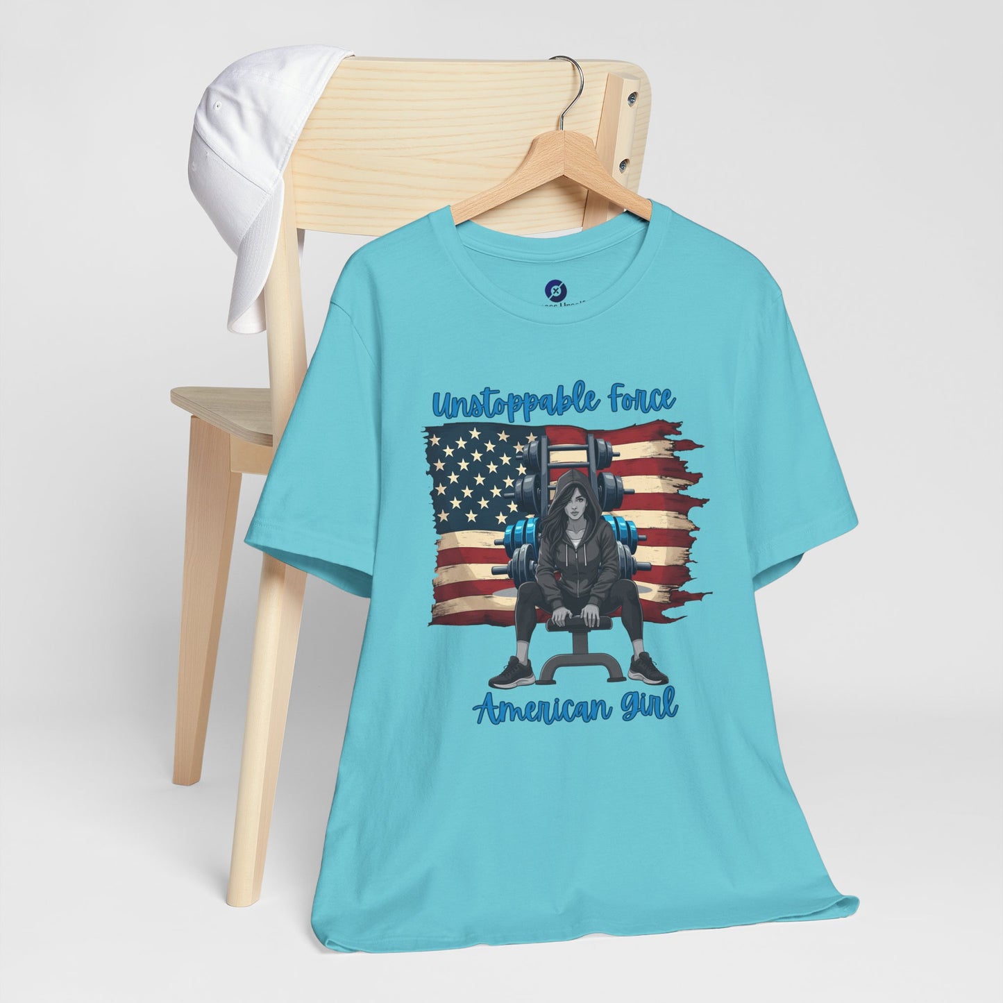 Unstoppable Force American Girl Tee - Patriotic Short Sleeve Shirt for Independence Day, Casual Wear, Gifts, Freedom Celebration