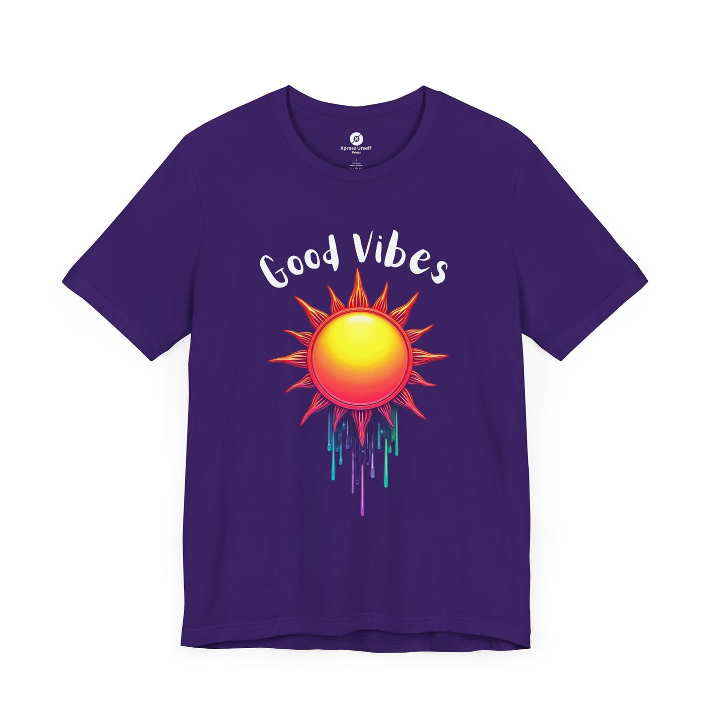 Good Vibes Unisex Short Sleeve Tee - Colorful Sun Design