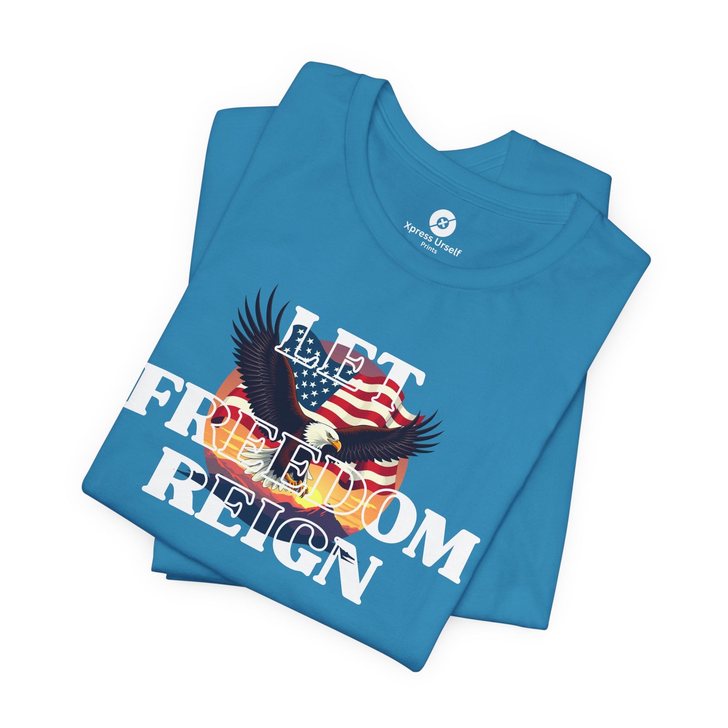 Freedom Reign Unisex Short Sleeve Tee - Patriotic Eagle Design
