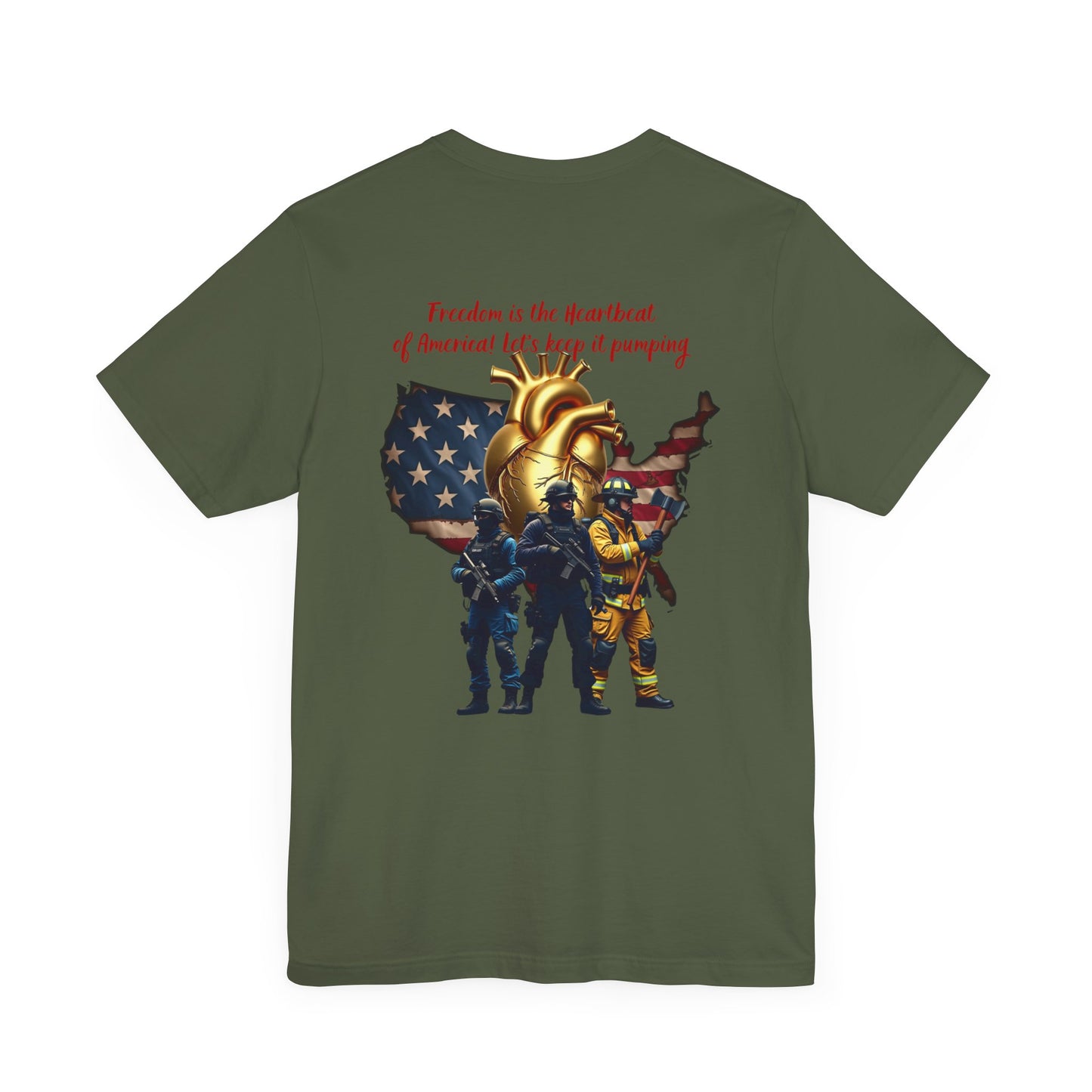 Freedom Inspired Unisex Tee - Heroic Theme with American Flag