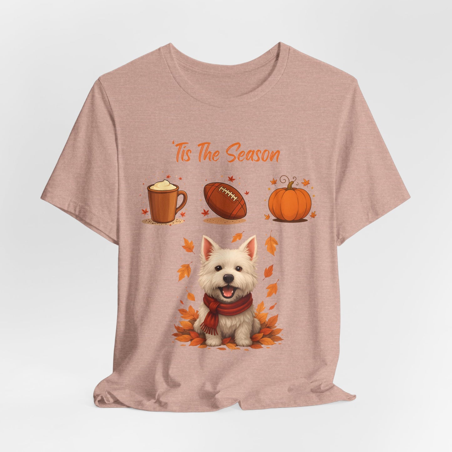 Fall-Themed Pet Lover Tee, Cozy Autumn Short Sleeve Shirt, Cute Dog Graphic T-Shirt, Comfortable Casual Tee, Ideal for Thanksgiving