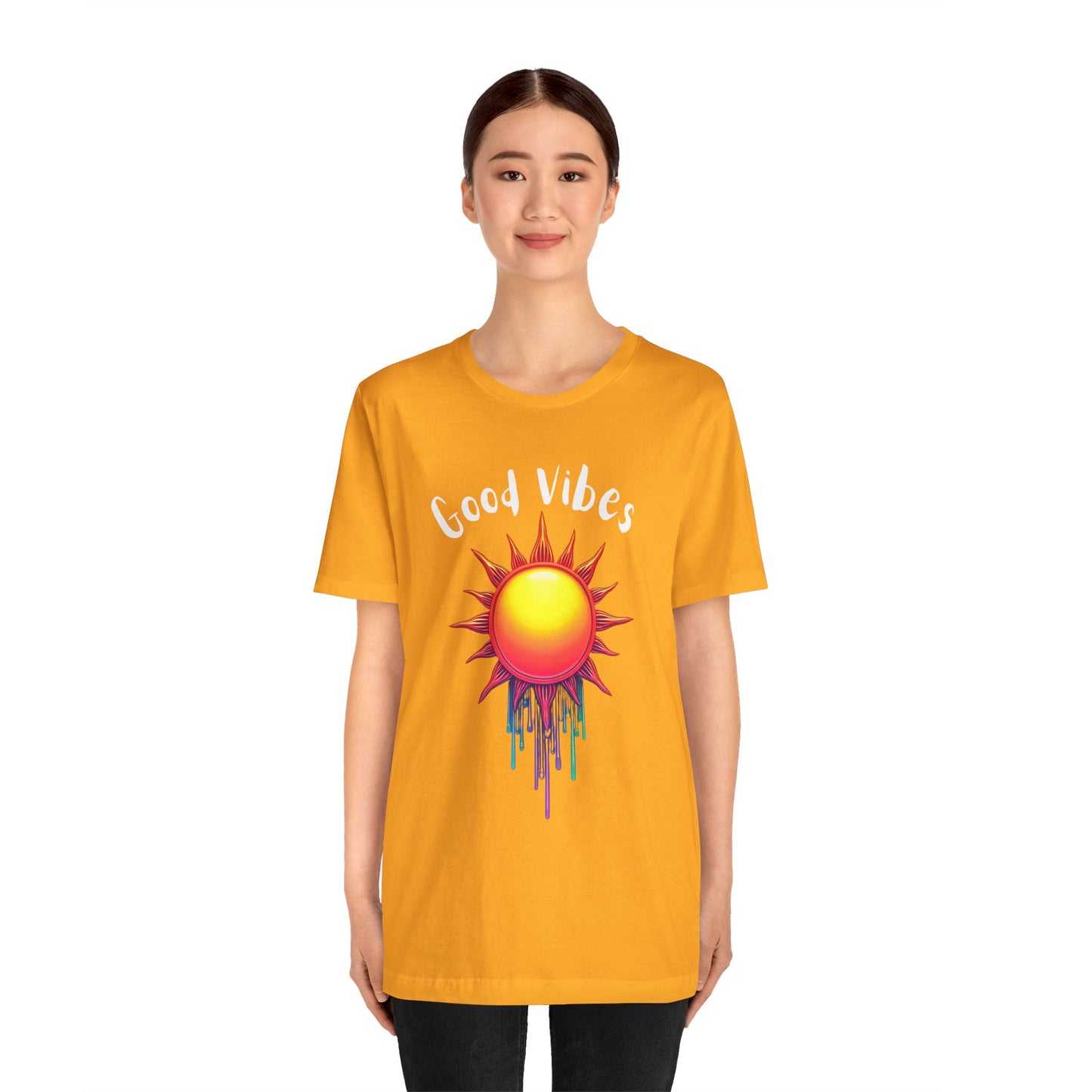 Good Vibes Unisex Short Sleeve Tee - Colorful Sun Design