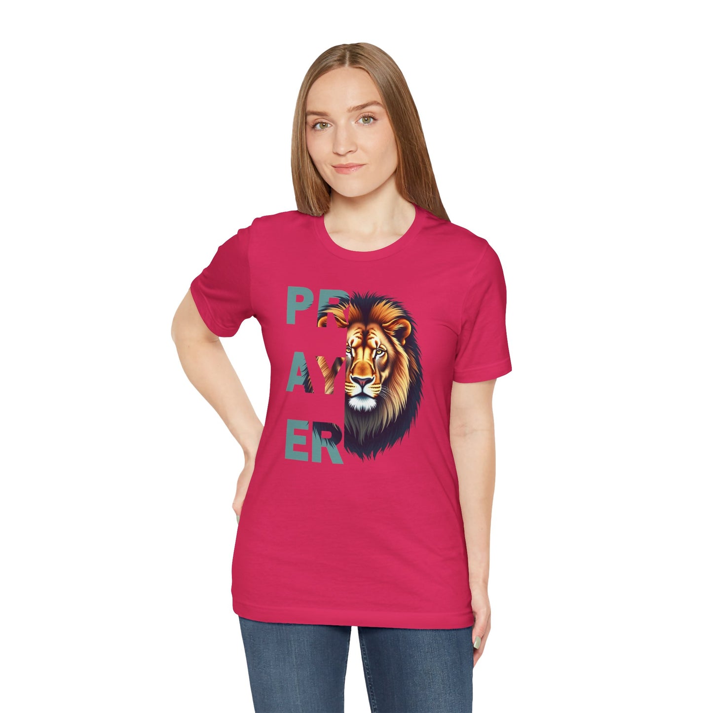 Prayer Lion Unisex Jersey Tee - Faith & Strength Shirt