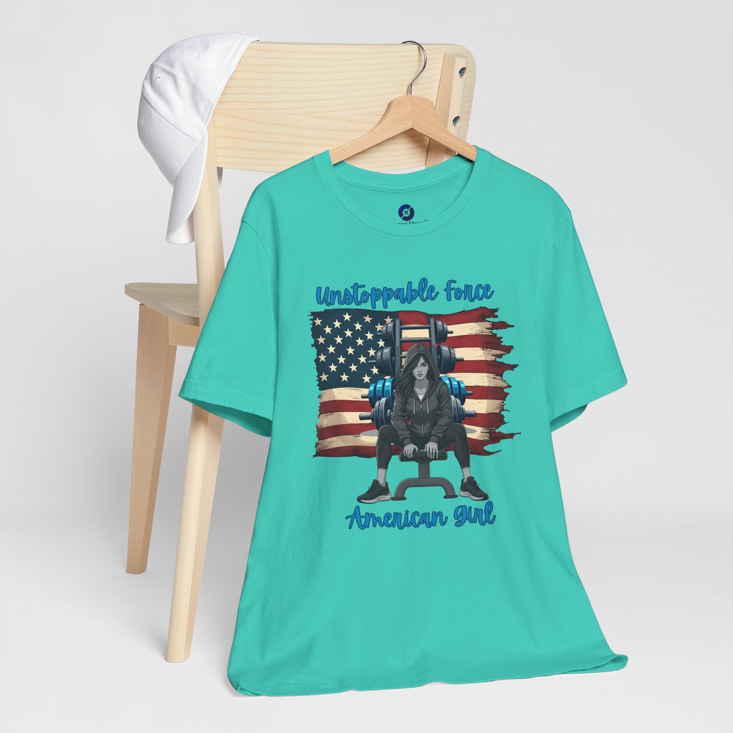 Unstoppable Force American Girl Tee - Patriotic Short Sleeve Shirt for Independence Day, Casual Wear, Gifts, Freedom Celebration