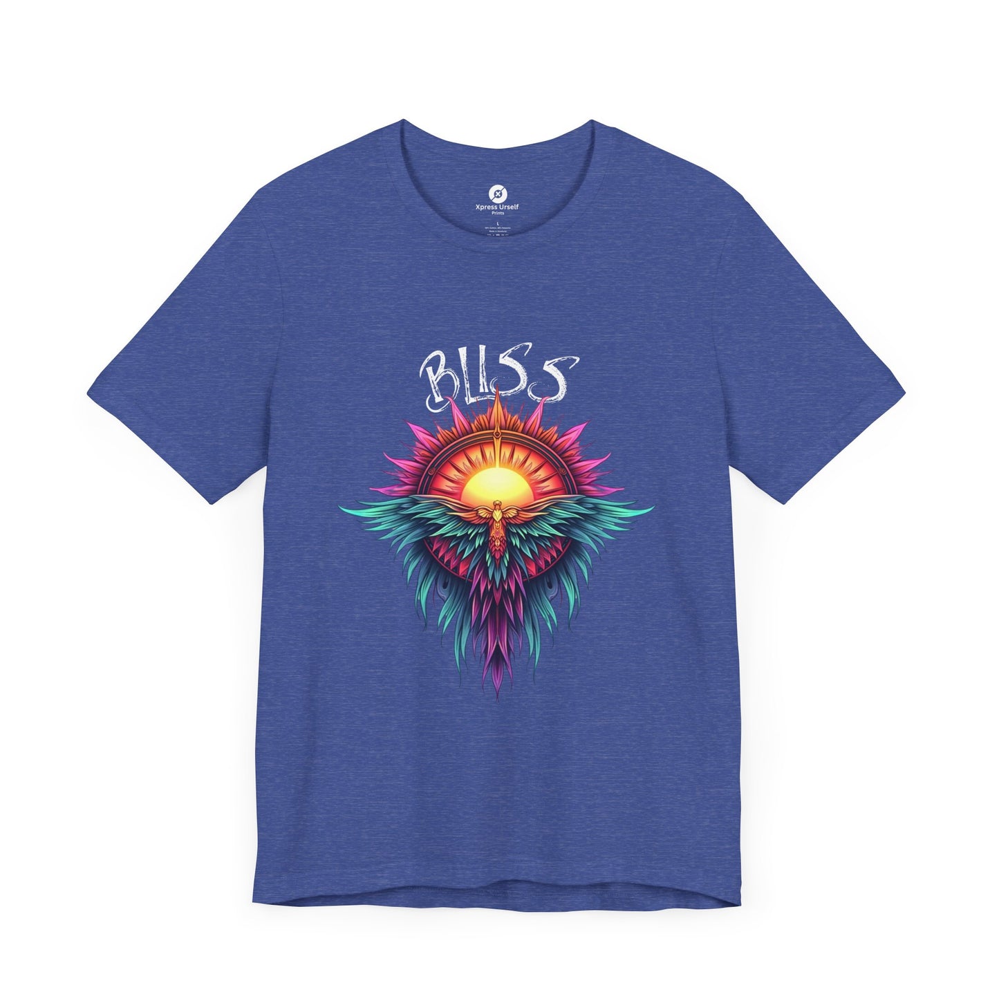 Bohemian Bliss Unisex T-Shirt - Colorful Sun & Feather Design