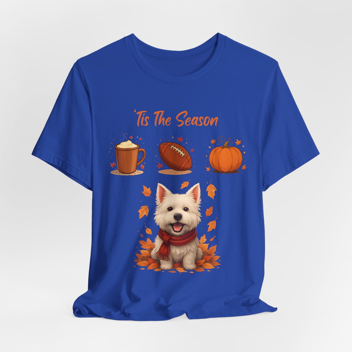 Fall-Themed Pet Lover Tee, Cozy Autumn Short Sleeve Shirt, Cute Dog Graphic T-Shirt, Comfortable Casual Tee, Ideal for Thanksgiving